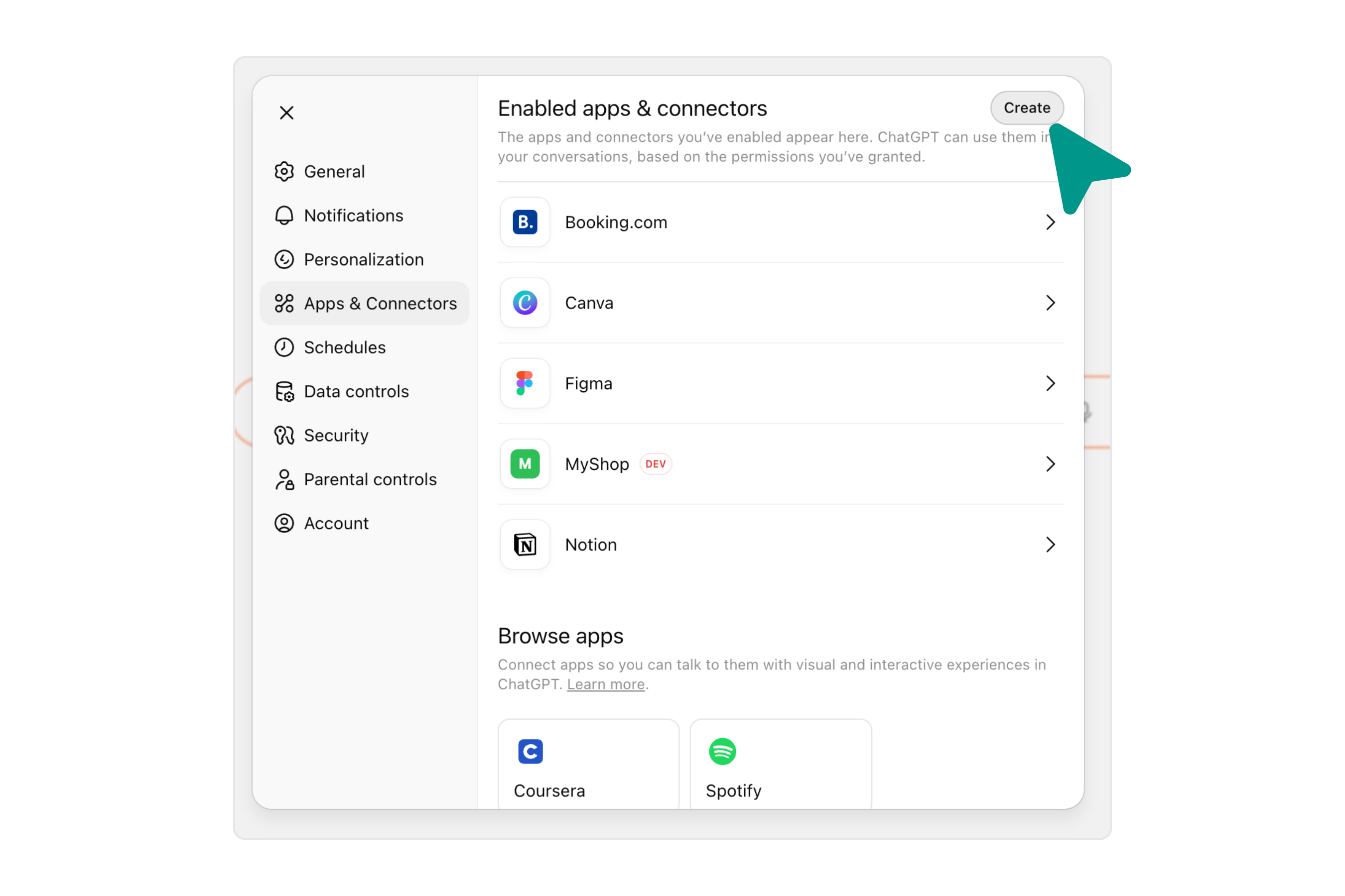 Create new app button