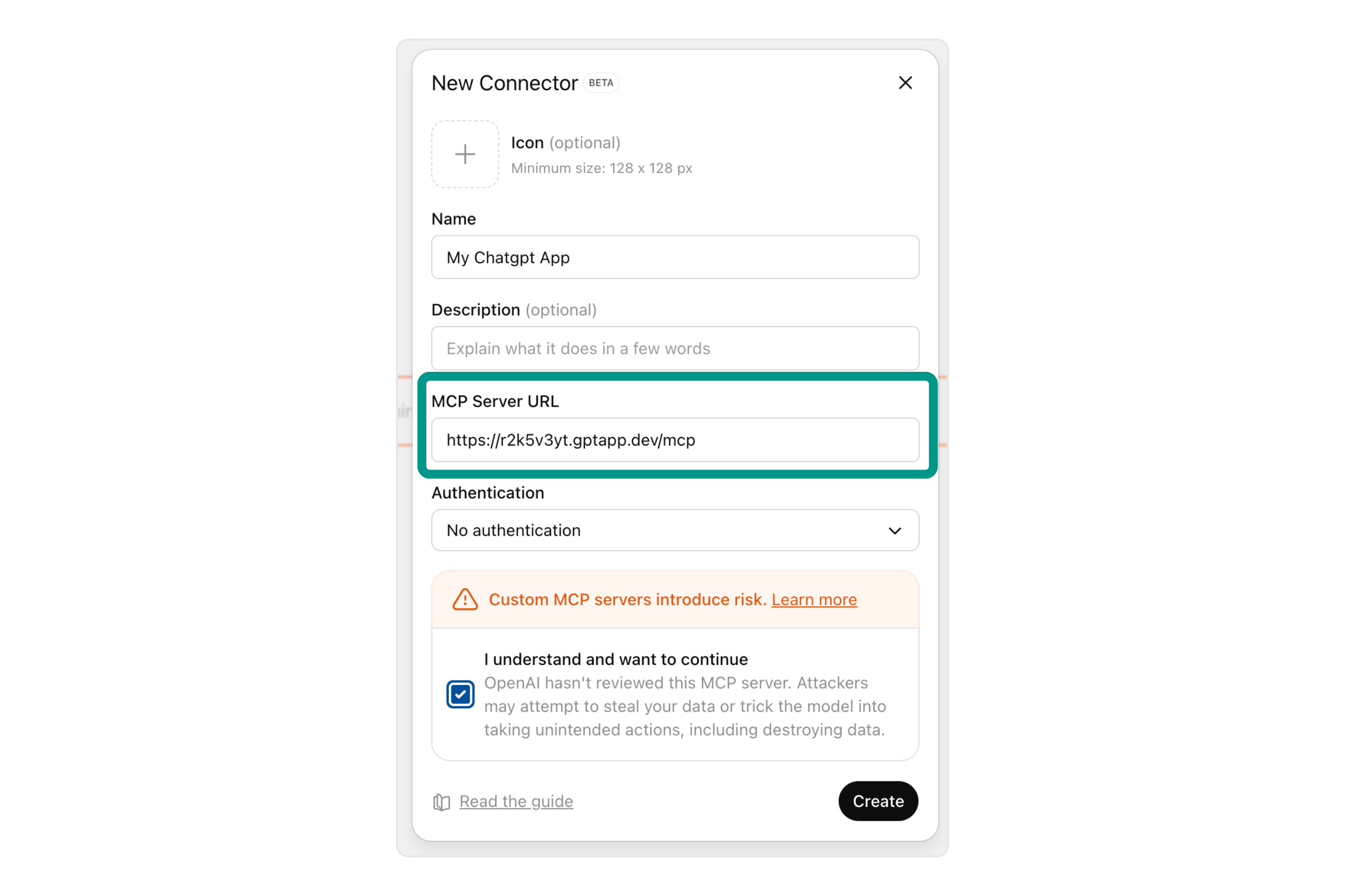 Paste MCP server URL